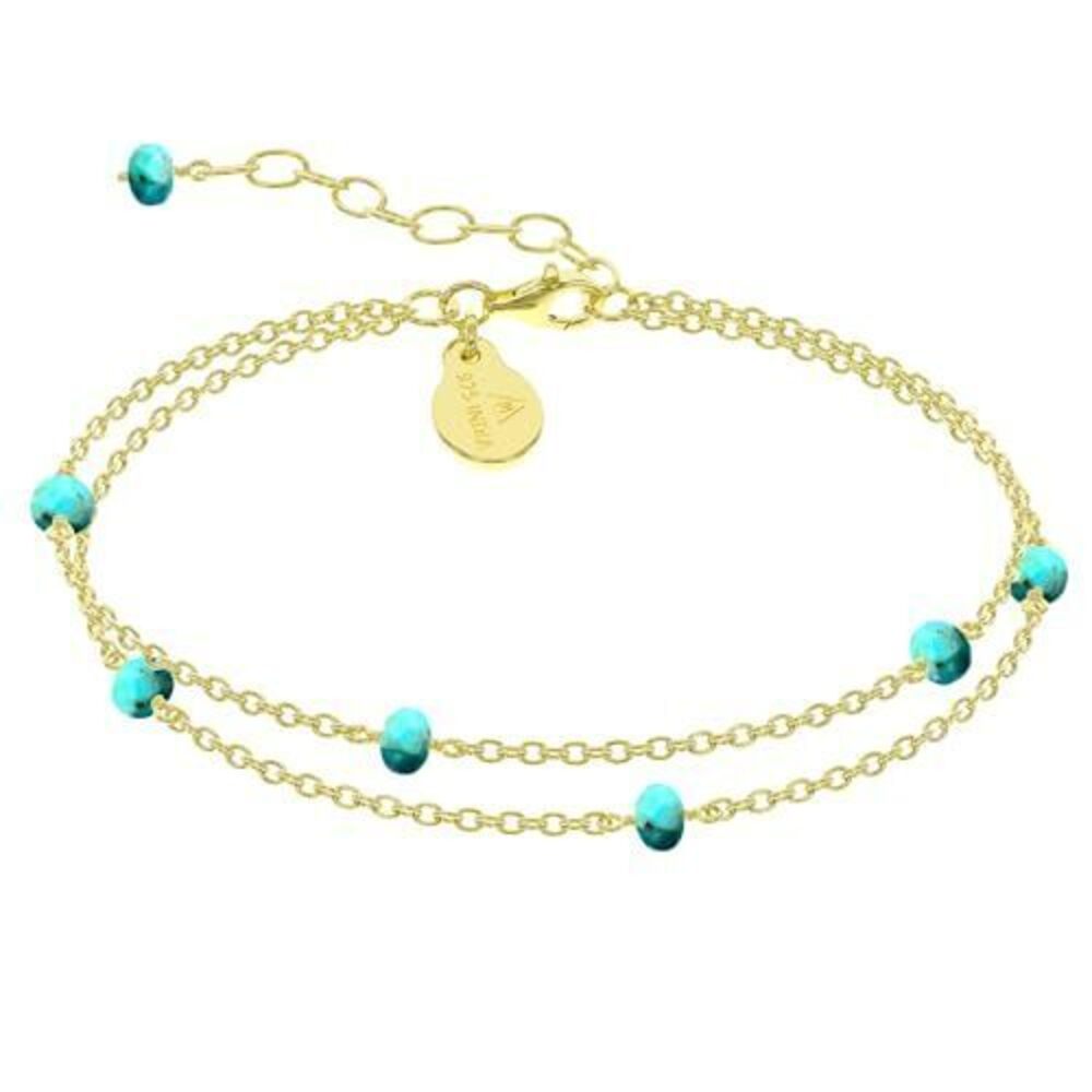 1275 Turquoise Bracelet , Certified 925 Sterling Silver with Plated 18K